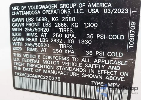 2023 Volkswagen Atlas Cross Sport 2.0T Se W/Technology z USA, uszkodzony, nr VIN 1V2HC2CA8PC220276